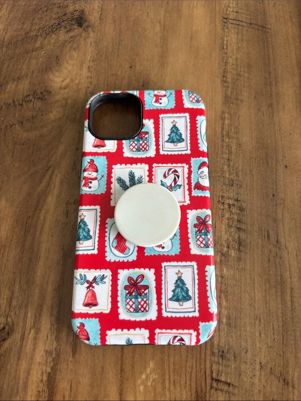 Holiday Red Pattern Phone Case with White Pop Socket